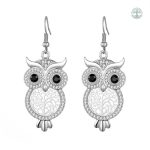 Boucles d'oreilles Arbre de Vie en argent avec motif de chouette