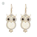 Boucles d'oreilles Arbre de Vie en or avec motif chouette