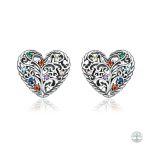 Boucles d'oreilles Arbre de Vie en argent cœur