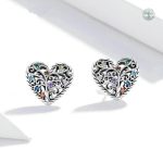 Boucles d'oreilles argentées en forme d'arbre de vie