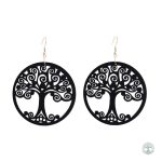 Boucles d'oreilles arbre de vie éthnique en noir