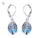 Boucles d'oreilles Arbre de Vie en opale bleue