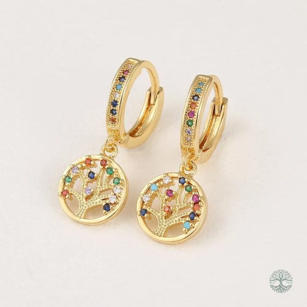 Boucles d'oreilles pendantes Arbre de Vie en luxe