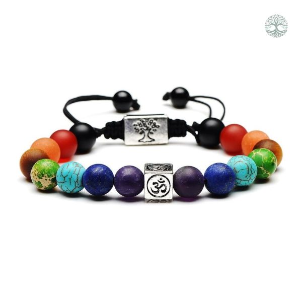 Bracelet Om avec symbolique des 7 Chakras colorés