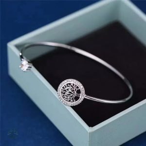 Bracelet en argent avec motif Arbre de Vie et zirconium