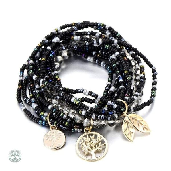 Bracelet Arbre de Vie Bohème Noir en design élégant