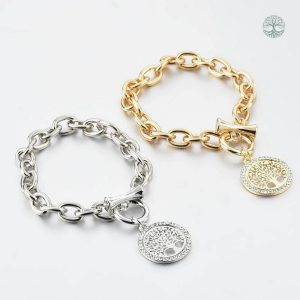 Bracelet argenté avec motif Arbre de Vie, accessoire tendance et spirituel