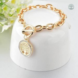 Bracelet doré avec motif Arbre de Vie symbolique