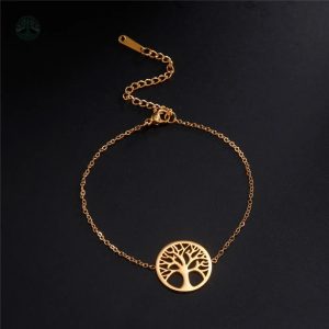 Bracelet Arbre de Vie Doré en Acier Inoxydable