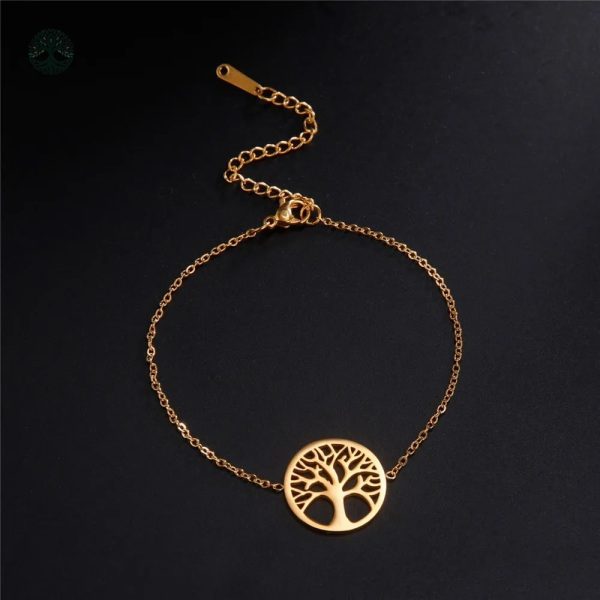 Bracelet Arbre de Vie Doré en Acier Inoxydable