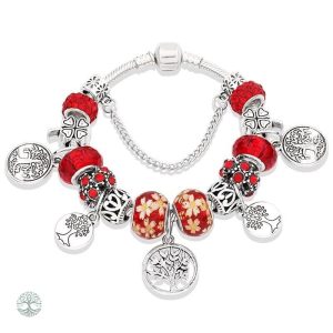 Bracelet Arbre de Vie en fantaisie rouge