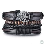 Bracelet Arbre de Vie en cuir pour homme