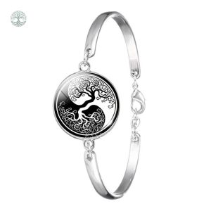 Bracelet Arbre de Vie en noir et blanc élégant