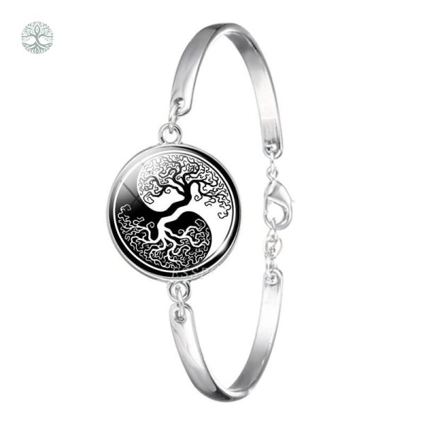Bracelet Arbre de Vie en noir et blanc élégant