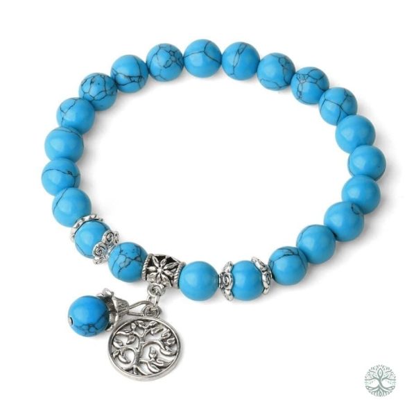 Bracelet Arbre de Vie en turquoise bleue élégante