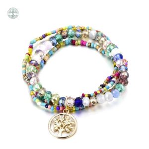 Bracelet bohème avec motif Arbre de Vie multicolore