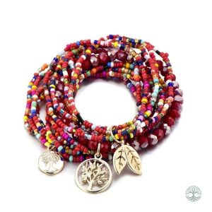 Bracelet Arbre de Vie Bohème Rouge élégant et coloré