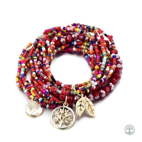 Bracelet Arbre de Vie Bohème Rouge élégant et coloré