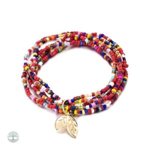 Accessoire tendance, Bracelet Arbre de Vie avec teintes rouges
