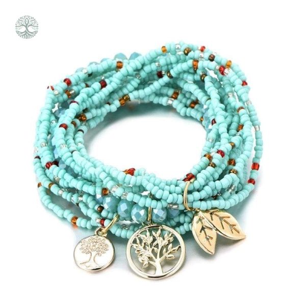 Bracelet Bohème Arbre de Vie en turquoise