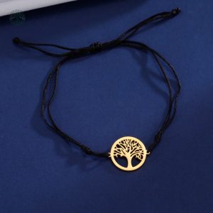 Bracelet Arbre de Vie en acier inoxydable doré