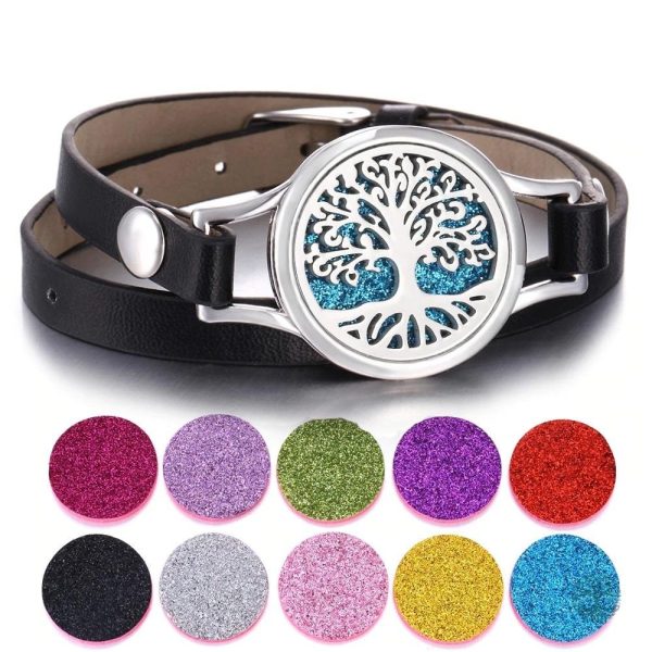 Bracelet Arbre de Vie en cuir diffuseur d'huiles essentielles
