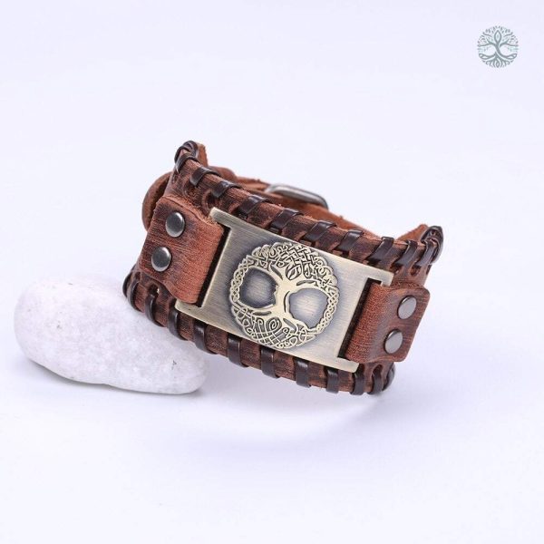 Bracelet Arbre de Vie en cuir, symbole de connexion et de force