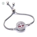 Bracelet Arbre de Vie en acier avec diffuseur d'huile essentielle