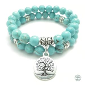 Bracelet Arbre de Vie en Pierre Turquoise