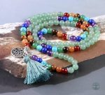 Bracelet 7 Chakras en Aventurine avec design Arbre de Vie