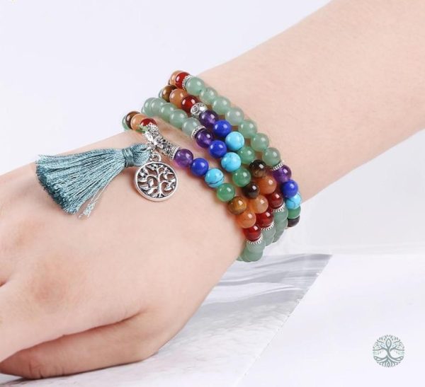 Mala de guérison en pierres d'Aventurine, 7 Chakras