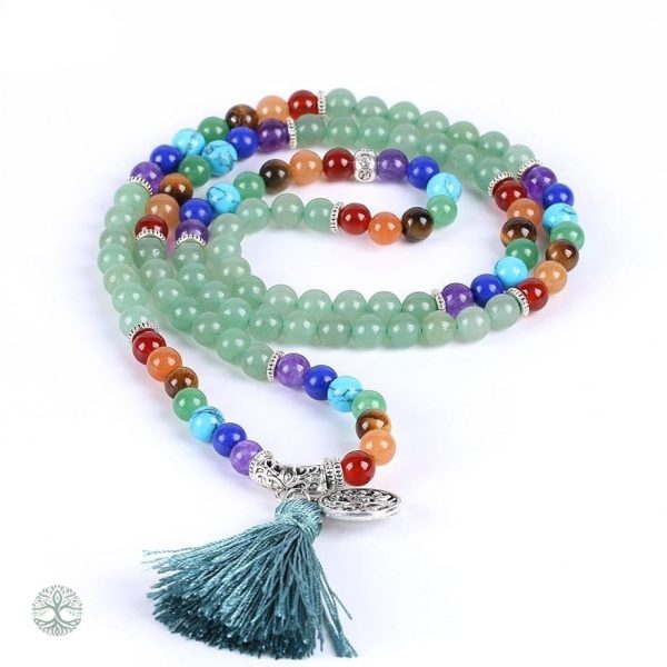 Bracelet en Aventurine, symbole de l'Arbre de Vie et des Chakras