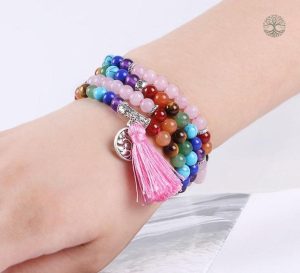 Mala 7 Chakras en Quartz Rose, symbole de sérénité