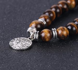 Bracelet spirituel Arbre de Vie, perles Œil-de-Tigre