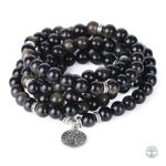 Bracelet Mala Arbre de Vie en obsidienne 108 perles