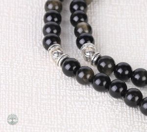 Accessoire spirituel Arbre de Vie en perles d'obsidienne