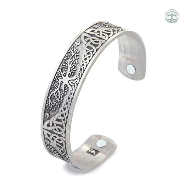 Bracelet manchette Viking Arbre de Vie en métal