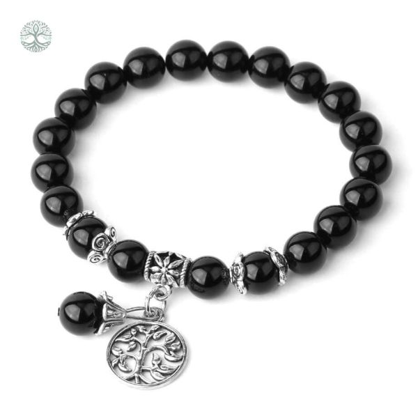 Bracelet Arbre de Vie en Agate Noire