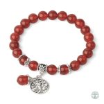 Bracelet Arbre de Vie en Pierre Agate Rouge