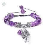 Bracelet Arbre de Vie en Pierre Améthyste