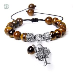 Bracelet Arbre de Vie en Pierre Œil-de-Tigre
