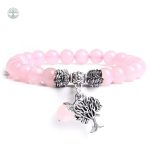 Bracelet Arbre de Vie en Quartz Rose
