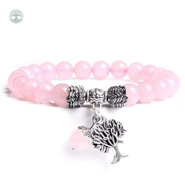 Bracelet Arbre de Vie en Quartz Rose