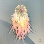 Attrape-Rêve lumineux Arbre de Vie avec plumes colorées