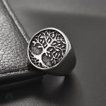Chevalière en argent avec motif Arbre de Vie symbolique