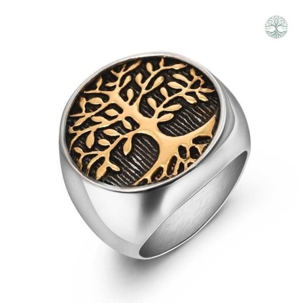 Bague Arbre de Vie pour homme en style chevalière