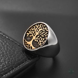 Chevalière masculine avec design Arbre de Vie