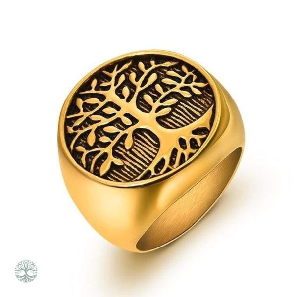 Bague Arbre de Vie en or, style chevalière élégant