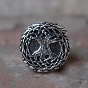 Bague Yggdrasil en acier inoxydable, symbole de vie
