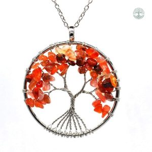 Collier Arbre de Vie en Agate Rouge
